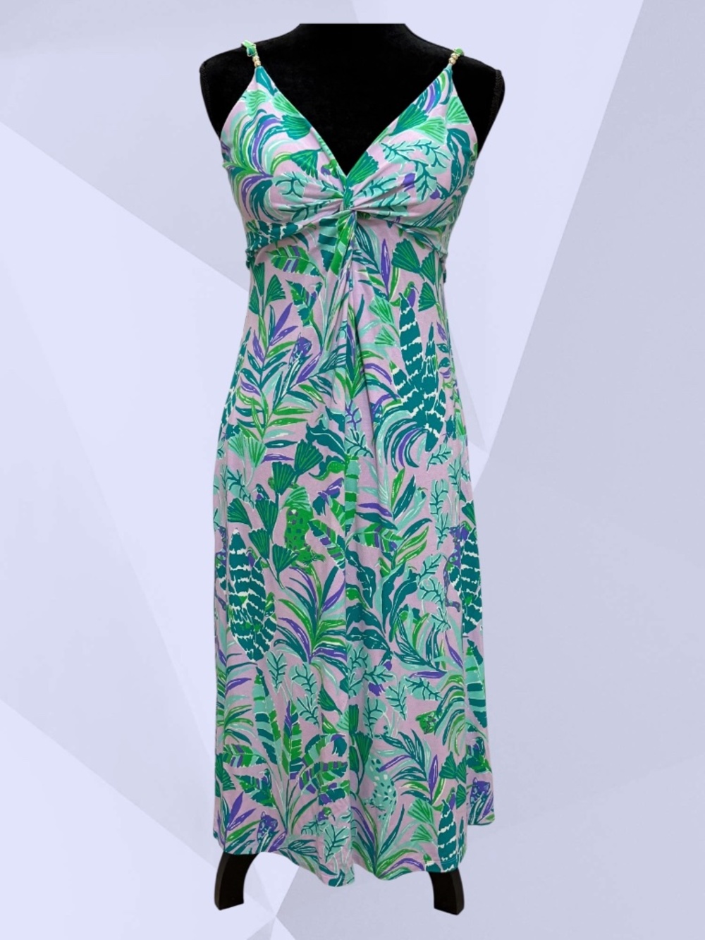 LILLY PULITZER Iris on the Chase Dress Tropical Leaves Purple/Green/Blue 8 VGUC